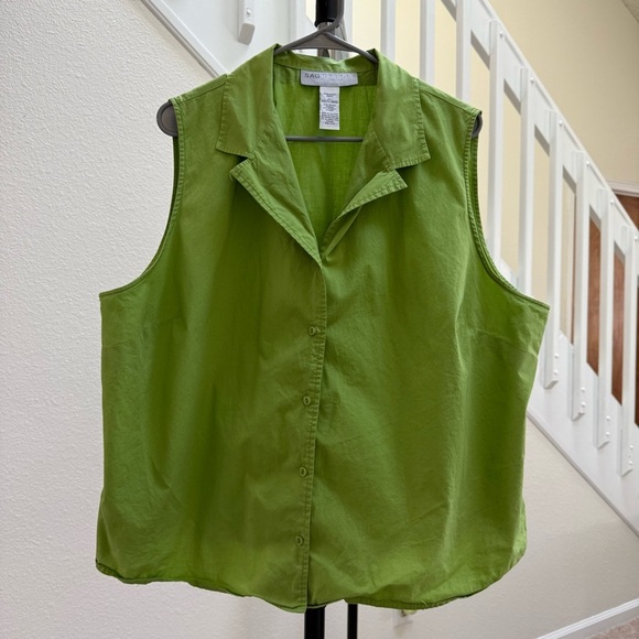 Vintage SAG HARBOR Summer Beautiful Green Sleeveless Top Women’s Plus Size 2X - Picture 5 of 11